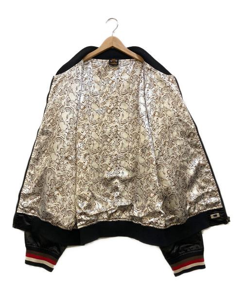 Miskeen（ミスキーン）Miskeen (ミスキーン) Black Satin Jacket Hip Hop Urban Indian Skull  ブラック サイズ:4XLの古着・服飾アイテム