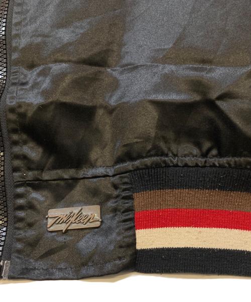 Miskeen（ミスキーン）Miskeen (ミスキーン) Black Satin Jacket Hip Hop Urban Indian Skull  ブラック サイズ:4XLの古着・服飾アイテム