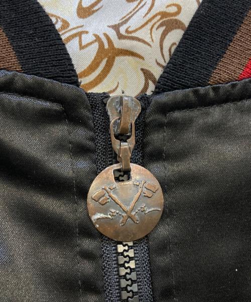 Miskeen（ミスキーン）Miskeen (ミスキーン) Black Satin Jacket Hip Hop Urban Indian Skull  ブラック サイズ:4XLの古着・服飾アイテム