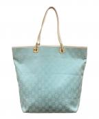 GUCCIグッチ）の古着「GGキャンバス レザーハンドルトートバッグ」｜ブルー