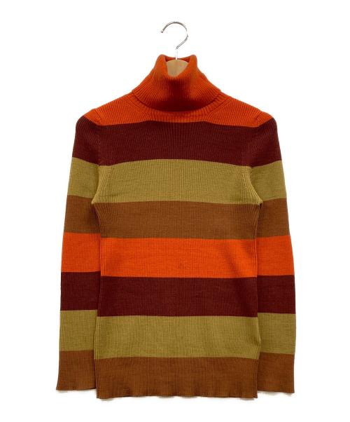 JUNYA WATANABE COMME des GARCONS（(ジュンヤワタナベ コムデギャルソン）JUNYA WATANABE COMME des GARCONS (ジュンヤワタナベ コムデギャルソン) タートルネック ボーダーニット オレンジ サイズ:下記参照の古着・服飾アイテム