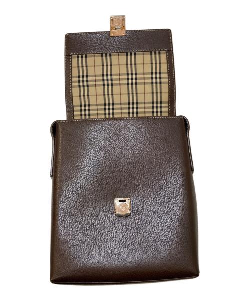 BURBERRY（バーバリー）BURBERRY (バーバリー) 裏地ノバチェック レザーショルダーバッグ ブラウンの古着・服飾アイテム