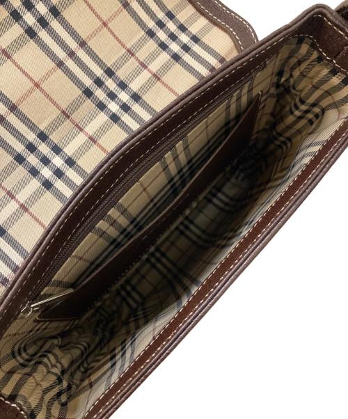 BURBERRY（バーバリー）BURBERRY (バーバリー) 裏地ノバチェック レザーショルダーバッグ ブラウンの古着・服飾アイテム