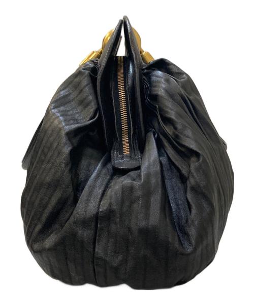 DOLCE & GABBANA（ドルチェ＆ガッバーナ）DOLCE & GABBANA (ドルチェ＆ガッバーナ) プリーツレザーボストンバッグ ブラックの古着・服飾アイテム