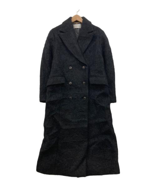 FRAY ID（フレイ アイディー）FRAY ID (フレイ アイディー) ダブルブレストシャギーコート ブラックの古着・服飾アイテム
