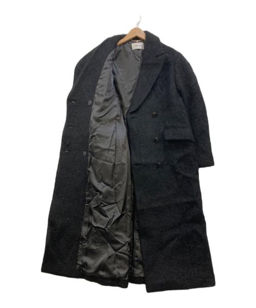 FRAY ID（フレイ アイディー）FRAY ID (フレイ アイディー) ダブルブレストシャギーコート ブラックの古着・服飾アイテム