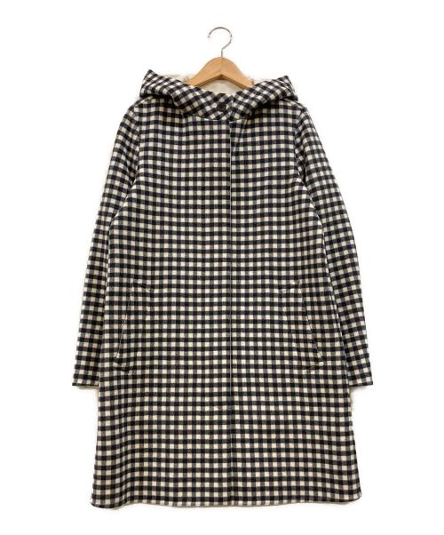 MACKINTOSH LONDON（マッキントッシュ ロンドン）MACKINTOSH LONDON (マッキントッシュ ロンドン) フーデッドチェックコート ホワイト×ブラック サイズ:Mの古着・服飾アイテム