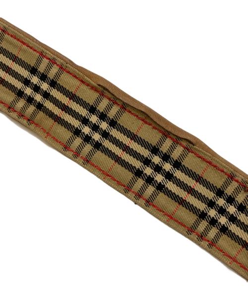 Burberry's（バーバリー）Burberry's (バーバリーズ) ノバチェックストラップ レザーショルダーバッグ ブラウンの古着・服飾アイテム