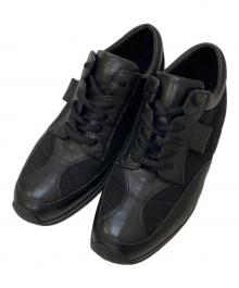 GUCCI（グッチ）の古着「レザー切替スニーカー」｜ブラック