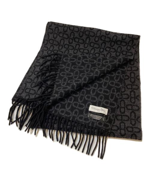 Christian Dior（クリスチャン ディオール）Christian Dior (クリスチャン ディオール) 総柄カシミヤウールストール ブラックの古着・服飾アイテム