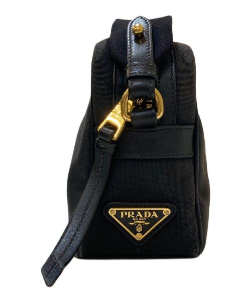 PRADA（プラダ）PRADA (プラダ) リボンキャンバスロゴジャガードショルダーバッグ ブラックの古着・服飾アイテム
