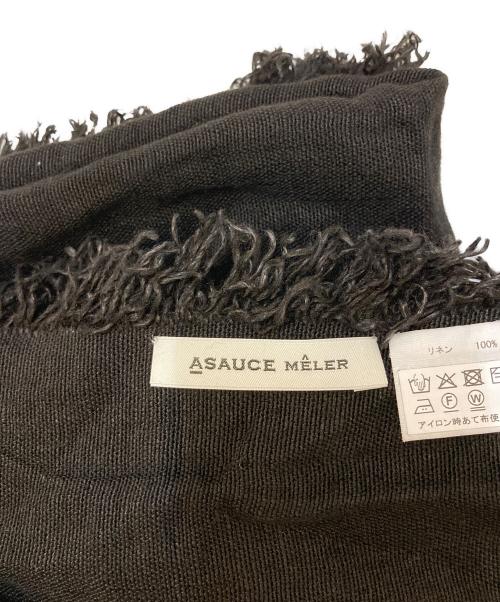 ASAUCE MELER（アソースメレ）ASAUCE MELER (アソースメレ) フリンジリネンストール ブラックの古着・服飾アイテム