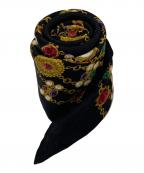 CHANELシャネル）の古着「ヴィンテージビジュー 宝石柄 ココマーク シルクスカーフ」｜ブラック