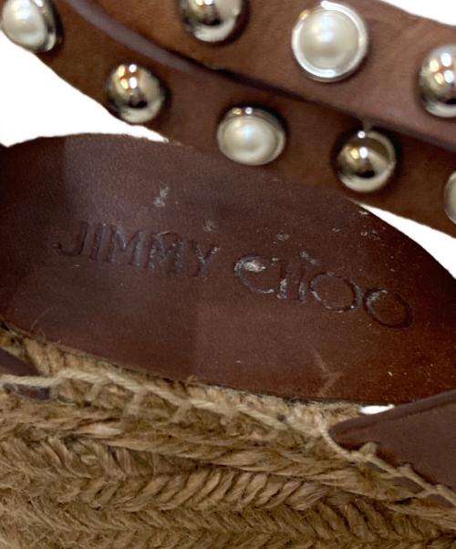JIMMY CHOO（ジミーチュウ）JIMMY CHOO (ジミーチュウ) スタッズウェッジソールサンダル ブラウン サイズ:36の古着・服飾アイテム