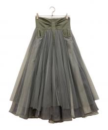 Belle vintage（ベル ヴィンテージ）の古着「ハイウエスト デニム ボリューム チュールスカート」｜グリーン