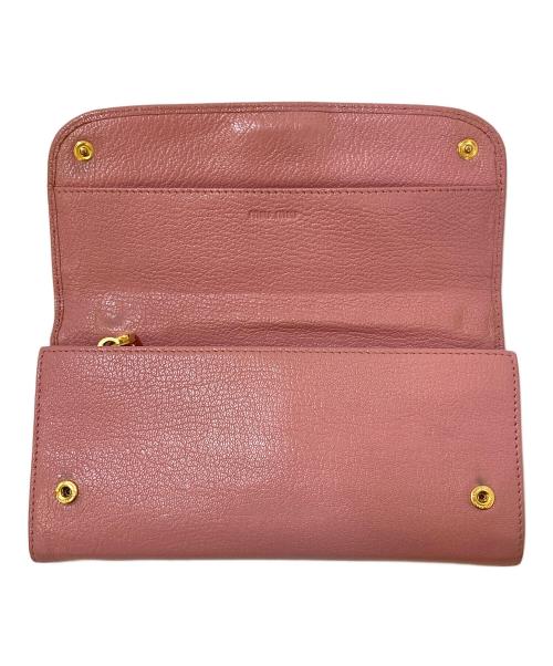 MIU MIU（ミュウミュウ）MIU MIU (ミュウミュウ) レザーロングウォレット ピンクの古着・服飾アイテム