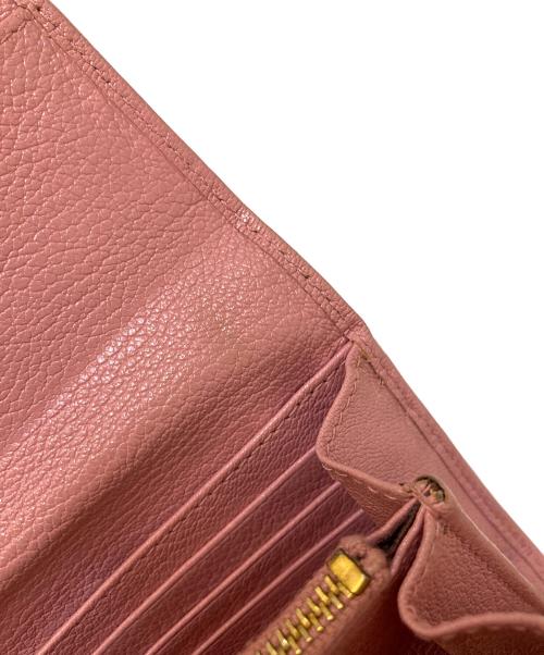 MIU MIU（ミュウミュウ）MIU MIU (ミュウミュウ) レザーロングウォレット ピンクの古着・服飾アイテム