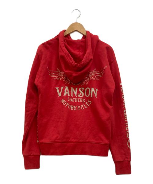 VANSON（バンソン）VANSON (バンソン) ANCH CRASH (アンククラッシュ) 別注ウイングフルジップパーカー レッド サイズ:Mの古着・服飾アイテム