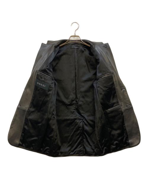 GUCCI（グッチ）GUCCI (グッチ) ラムレザー2Bテーラードジャケット ブラック サイズ:46の古着・服飾アイテム