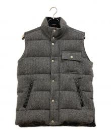COMME des GARCONS HOMME（コムデギャルソン オム）の古着「レザー切替 ヘリンボーン ダウンベスト」｜グレー