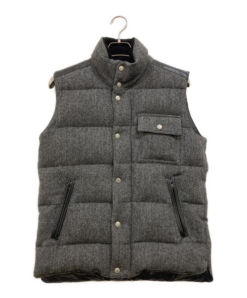 COMME des GARCONS HOMME（コムデギャルソン オム）COMME des GARCONS HOMME (コムデギャルソン オム) レザー切替 ヘリンボーン ダウンベスト グレー サイズ:Sの古着・服飾アイテム