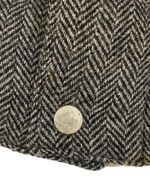 COMME des GARCONS HOMME（コムデギャルソン オム）COMME des GARCONS HOMME (コムデギャルソン オム) レザー切替 ヘリンボーン ダウンベスト グレー サイズ:Sの古着・服飾アイテム