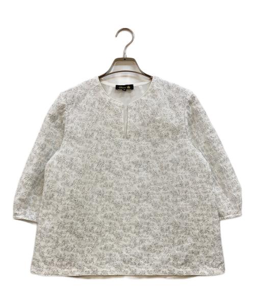 DRAWER（ドゥロワー）Drawer (ドゥロワー) ラメパフスリーブブラウス ホワイト サイズ:36の古着・服飾アイテム