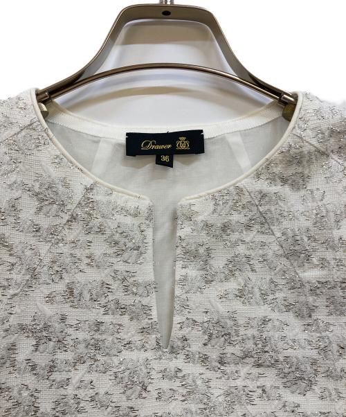 DRAWER（ドゥロワー）Drawer (ドゥロワー) ラメパフスリーブブラウス ホワイト サイズ:36の古着・服飾アイテム