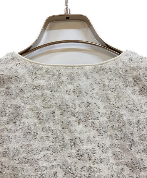 DRAWER（ドゥロワー）Drawer (ドゥロワー) ラメパフスリーブブラウス ホワイト サイズ:36の古着・服飾アイテム