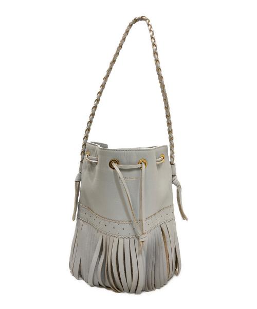 J&M DAVIDSON（ジェイ＆エム デヴィッドソン）J&M DAVIDSON (ジェイ＆エム デヴィッドソン) カーニバル 2WAYレザーフリンジ巾着バッグ グレーの古着・服飾アイテム