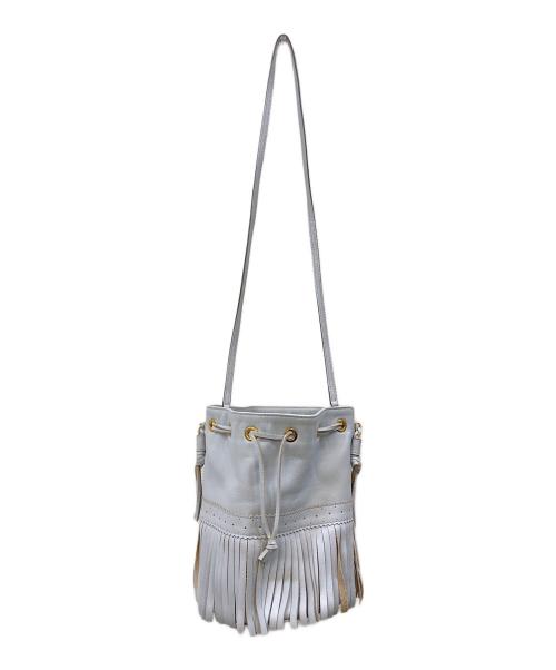 J&M DAVIDSON（ジェイ＆エム デヴィッドソン）J&M DAVIDSON (ジェイ＆エム デヴィッドソン) カーニバル 2WAYレザーフリンジ巾着バッグ グレーの古着・服飾アイテム