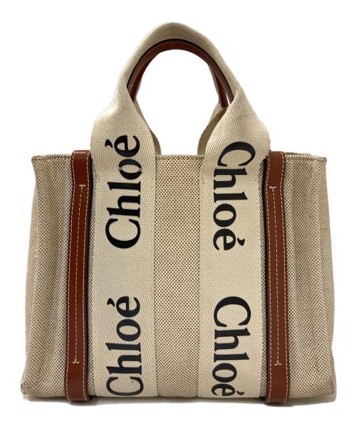 Chloe（クロエ）Chloe (クロエ) woody ウッディ キャンバススモールトート ベージュの古着・服飾アイテム