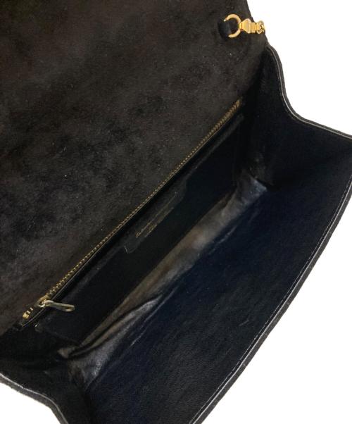 Salvatore Ferragamo（サルヴァトーレ フェラガモ）Salvatore Ferragamo (サルヴァトーレ フェラガモ) スウェードゴールドチェーンショルダーバッグ ブラックの古着・服飾アイテム