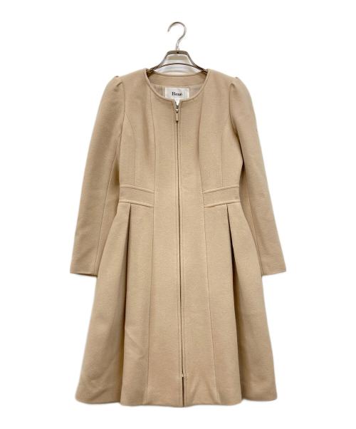 Rene（ルネ）Rene (ルネ) プリンセスライン アンゴラブレンドノーカラーコート ベージュ サイズ:34の古着・服飾アイテム