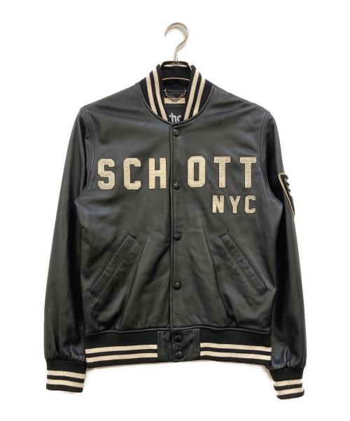 Schott（ショット）Schott (ショット) ラムレザー ワッペン スタジャン ブラック サイズ:Sの古着・服飾アイテム
