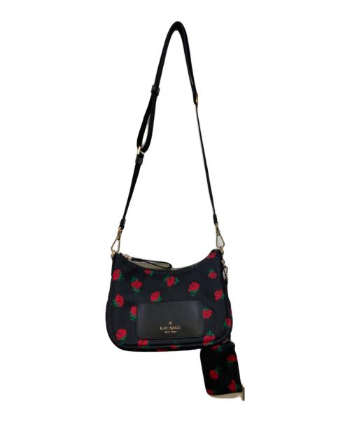 Kate Spade（ケイトスペード）Kate Spade (ケイトスペード) ポーチ付花柄ショルダーバッグ ブラック サイズ:下記参照の古着・服飾アイテム
