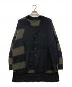LAD MUSICIANラッドミュージシャン）の古着「MOHAIR SWITCH BORDER KNIT CARDIGAN」｜ブラック×オリーブ