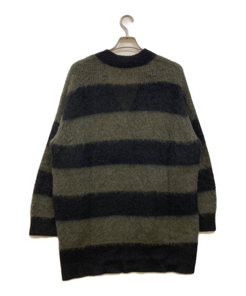 LAD MUSICIAN（ラッドミュージシャン）LAD MUSICIAN (ラッドミュージシャン) MOHAIR SWITCH BORDER KNIT CARDIGAN ブラック×オリーブ サイズ:44の古着・服飾アイテム