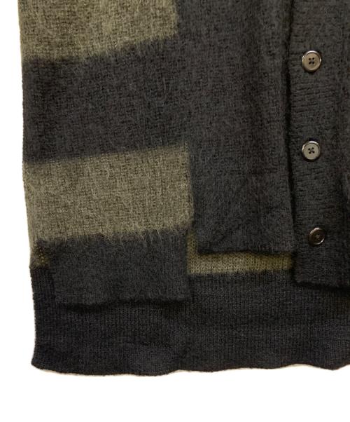 LAD MUSICIAN（ラッドミュージシャン）LAD MUSICIAN (ラッドミュージシャン) MOHAIR SWITCH BORDER KNIT CARDIGAN ブラック×オリーブ サイズ:44の古着・服飾アイテム