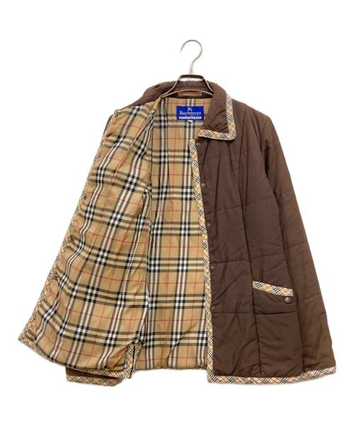 BURBERRY BLUE LABEL（バーバリー ブルー レーベル）BURBERRY BLUE LABEL (バーバリーロンドンブルーレーベル) ノバチェックパイピング 中綿キルティングジャケット ブラウン サイズ:Mの古着・服飾アイテム
