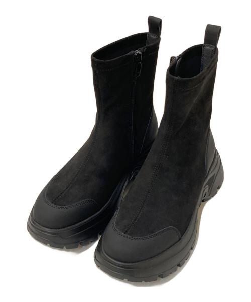 STACCATO（スタッカート）STACCATO (スタッカート) スエードタッチトラックソールブーツ ブラック サイズ:24.0の古着・服飾アイテム