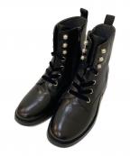 STACCATOスタッカート）の古着「パールボタンレースアップブーツ」｜ブラック