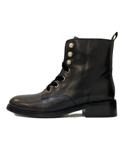 STACCATO（スタッカート）STACCATO (スタッカート) パールボタンレースアップブーツ ブラック サイズ:24.5の古着・服飾アイテム