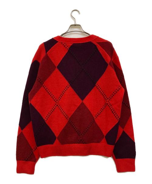 MARC JACOBS（マークジェイコブス）MARC JACOBS (マークジェイコブズ) プレッピー デイジー アーガイル カーディガン レッド サイズ:L 未使用品の古着・服飾アイテム