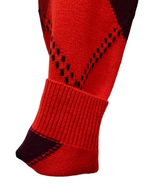 MARC JACOBS（マークジェイコブス）MARC JACOBS (マークジェイコブズ) プレッピー デイジー アーガイル カーディガン レッド サイズ:L 未使用品の古着・服飾アイテム