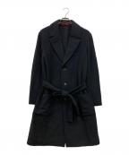 LOVELESSラブレス）の古着「ベルト付ラムウールチェスターコート」｜ブラック