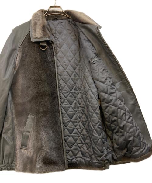 FUR COLLECTION（-）FUR COLLECTION (-) アザラシカーフ レザージャケット グレー サイズ:下記参照の古着・服飾アイテム