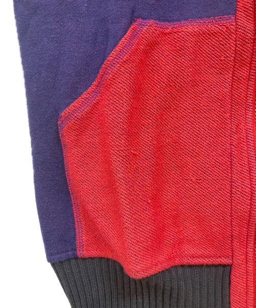 Vivienne Westwood man（ヴィヴィアン ウェストウッド マン）Vivienne Westwood man (ヴィヴィアン ウェストウッド マン) ワンポイント オーブ刺繍 ジップパーカー レッド×パープル サイズ:46の古着・服飾アイテム