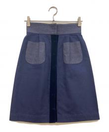 MIU MIU（ミュウミュウ）の古着「膝丈タイトスカート」｜ネイビー