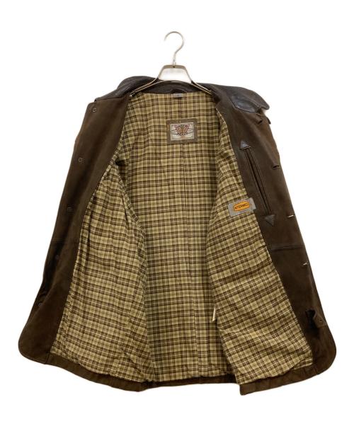 INTERMEZZO（インターメッツォ）INTERMEZZO (インターメッツォ) 襟レザーヌバックコート ブラウン サイズ:Mの古着・服飾アイテム